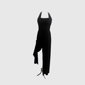 Black jumpsuit / halter jumpsuit / palazzo pants long jumpsuit / transparent waist black jumpsuit / sexy jumpsuit / tight jumpsuit
