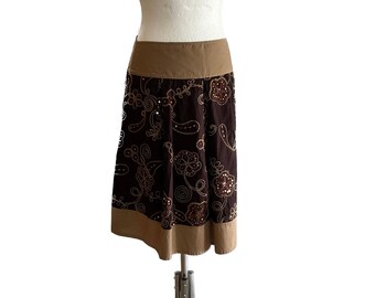 Brown Sequined Skirt / High Waisted Brown Skirt