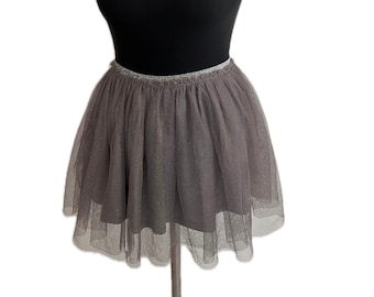 Gray and glitter tulle skirt / gray and silver tutu / ballet or dance skirt