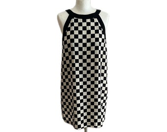 Black and white plaid mini dress / plaid mini dress