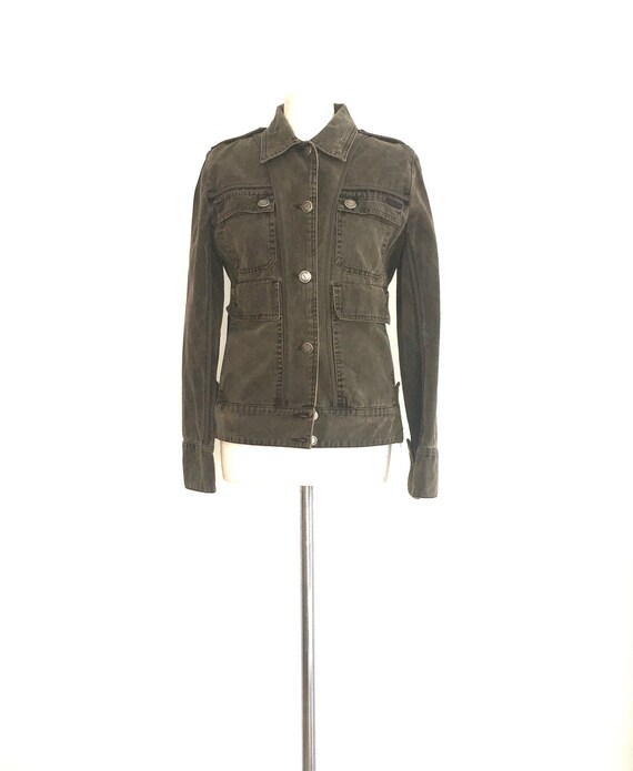 Military green jacket / military green denim jacke