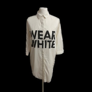 Camiseta negra para mujer, talla M, casual, de verano, manga corta, con  botones, estilo túnica semiformal, para mujer (blanco-1, S)