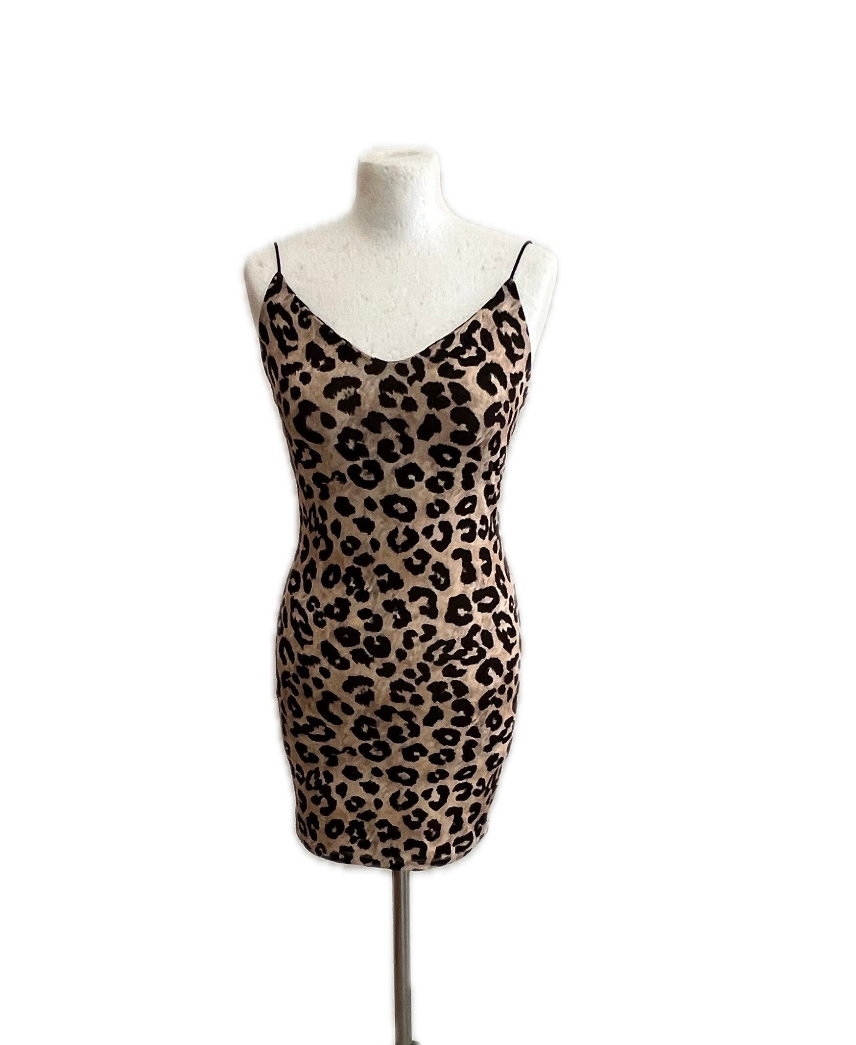 Vestido animal print beige y marron vestido ajustado con tirantes vestido de leopardo en licra Etsy Espana