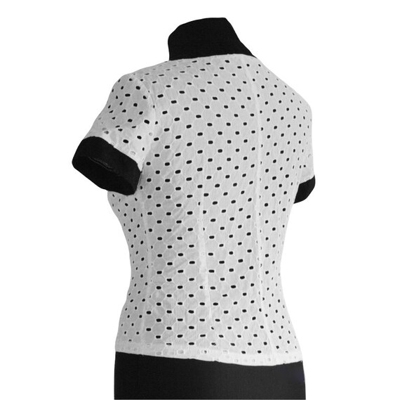 Black and White Blouse / Short Sleeve 