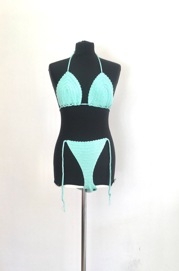 Turquoise blue bikini / turquoise blue crochet bik