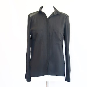 Black shirt / black blouse / black shirt / long-sleeved blouse