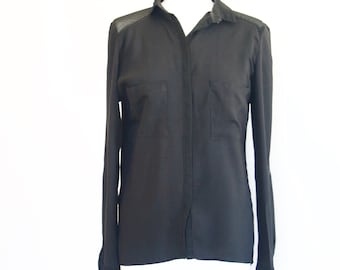 Black shirt / black blouse / black shirt / long-sleeved blouse