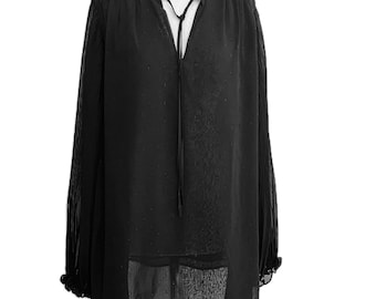 Blusa negra de gasa / blusón negro oversize / blusa negra ancha y larga /