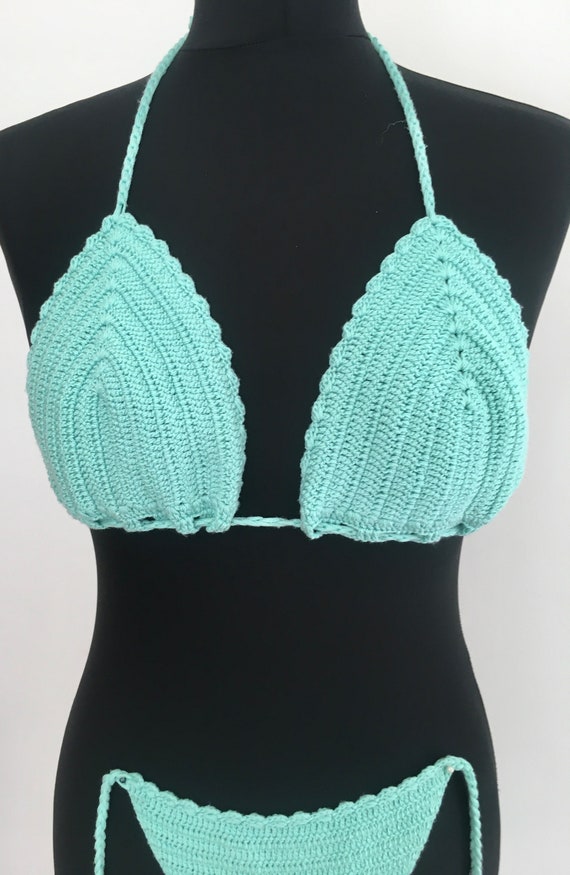 Turquoise blue bikini / turquoise blue crochet bi… - image 4