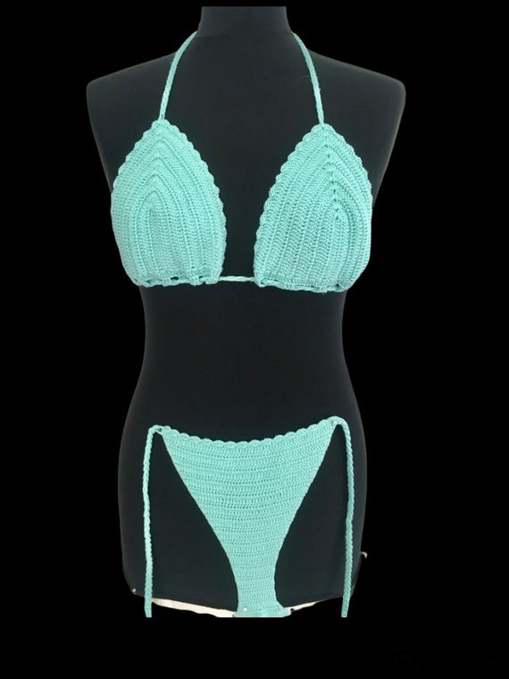 Turquoise blue bikini / turquoise blue crochet bi… - image 2