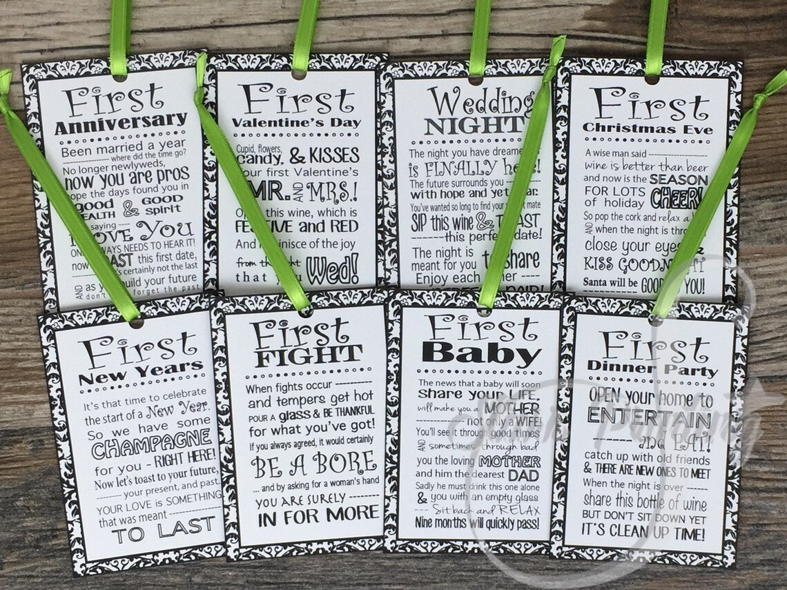 Marriage Milestones Set of 8 Tags PRINTED Item: Set of 8 - Etsy