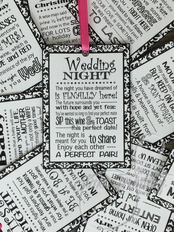 Set Of 6 Bridal Shower Wine Poem Tags Gift Printed Item Etsy