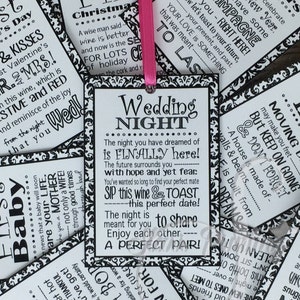 Instant Download 10 Wedding Milestone Wine Labels, Wine Basket Ideas for Firsts, Poem Wine Tags Printable Bridal Shower (digital file - PDF)