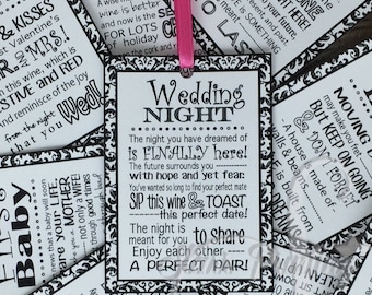 Instant Download 10 Wedding Milestone Wine Labels, Wine Basket Ideas for Firsts, Poem Wine Tags Printable Bridal Shower (digital file - PDF)