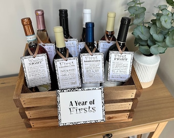 Bridal Shower Gift Wine Crate Gift Set Year of First wine basket bridal shower gifts for bride Wedding Marriage Milestones wine not included