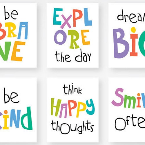 Motivational Art Print Set Kids Download Playroom Quote Poster - Etsy