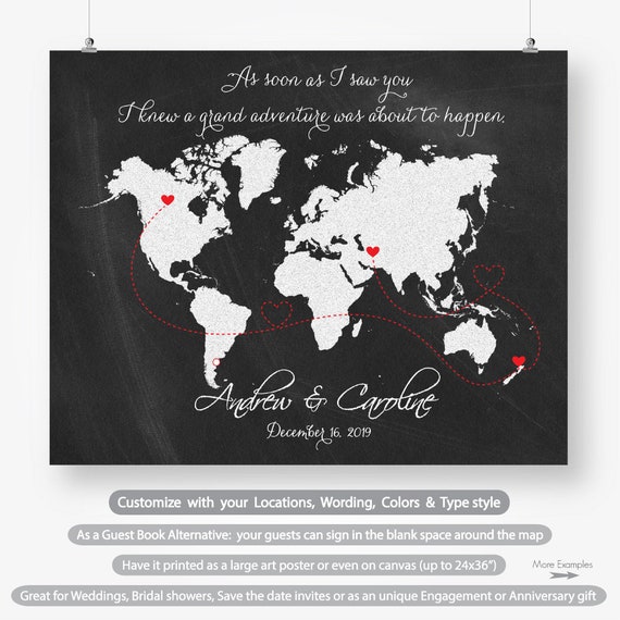 USA Wedding Guest Book Watercolor Map Date Personalized Guest Book United States Map - Add Quote Wedding Decor Custom Color