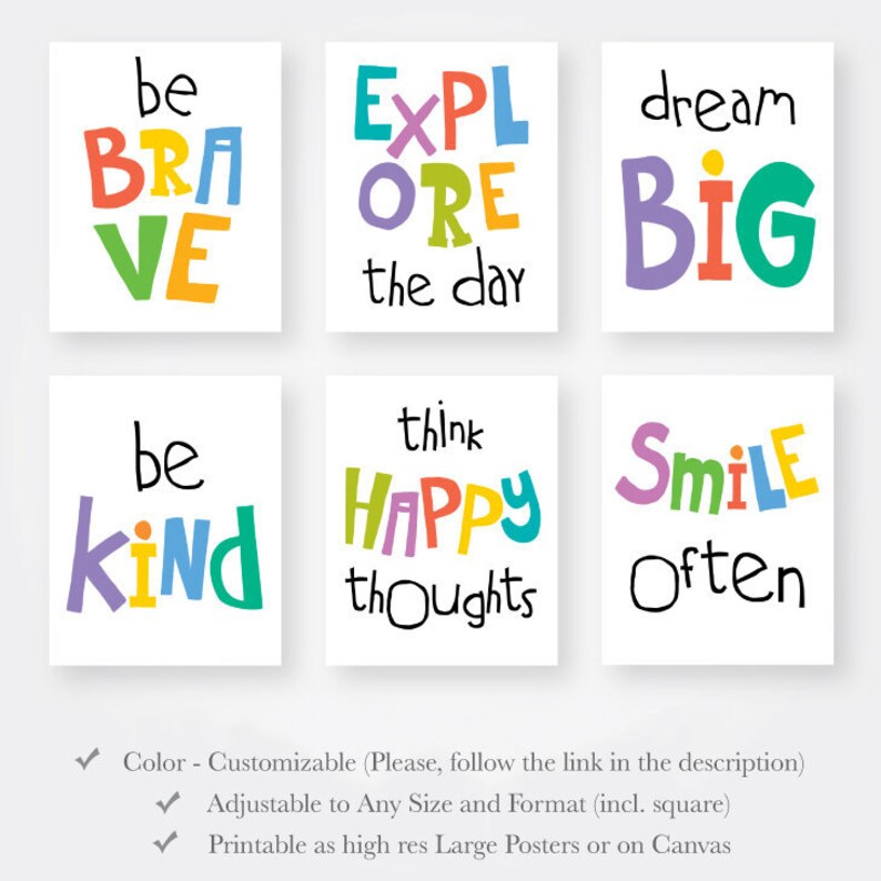 Kids Room Quotes Playroom Wall Decor Motivational Posters - Etsy