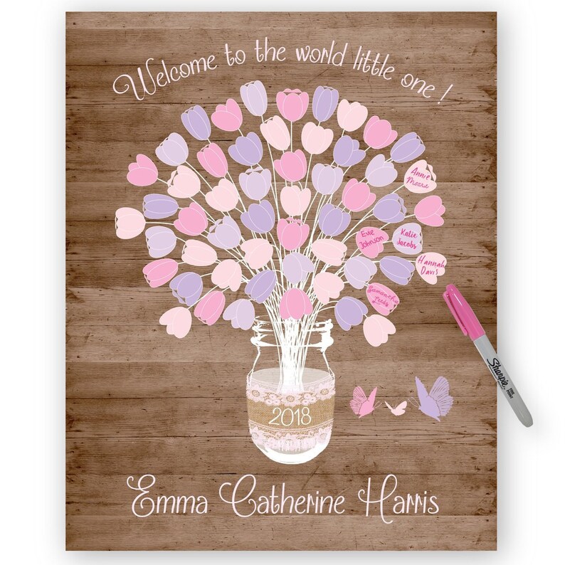 Unique Baby Shower Guest Sign in Guestbook Mason Jar Keepsake Etsy