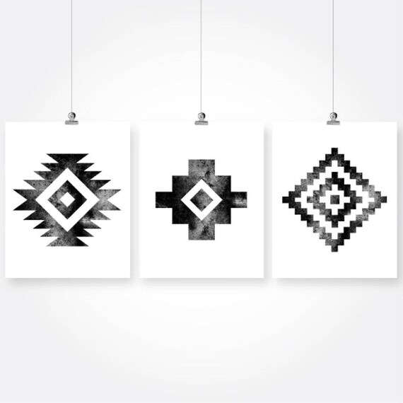 Tribal Wall Art Black And White Download Native American Aztec Etsy