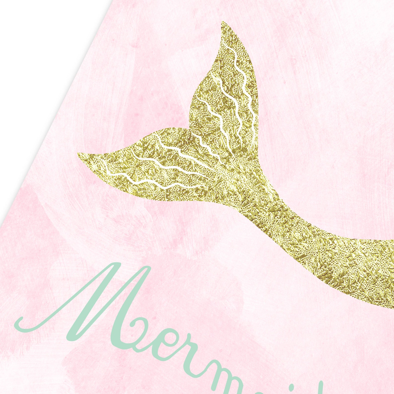 Pink and Gold Nursery Mermaid Print Girls Room Printable - Etsy