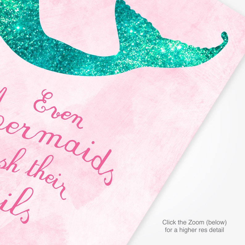 Even mermaids wash their tails girls bathroom wall decor Etsy