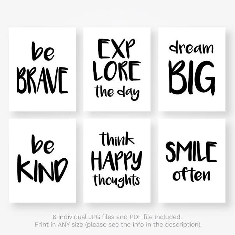 black and white quotes kids download motivational kids room etsy