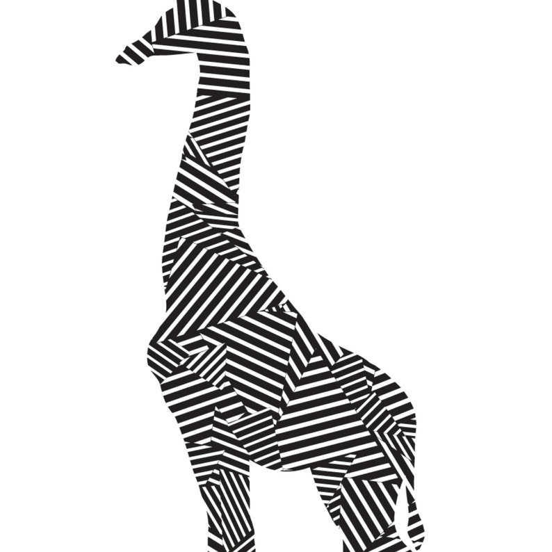Giraffe Print Black and White Wall Art Geometric Animal Etsy Israel