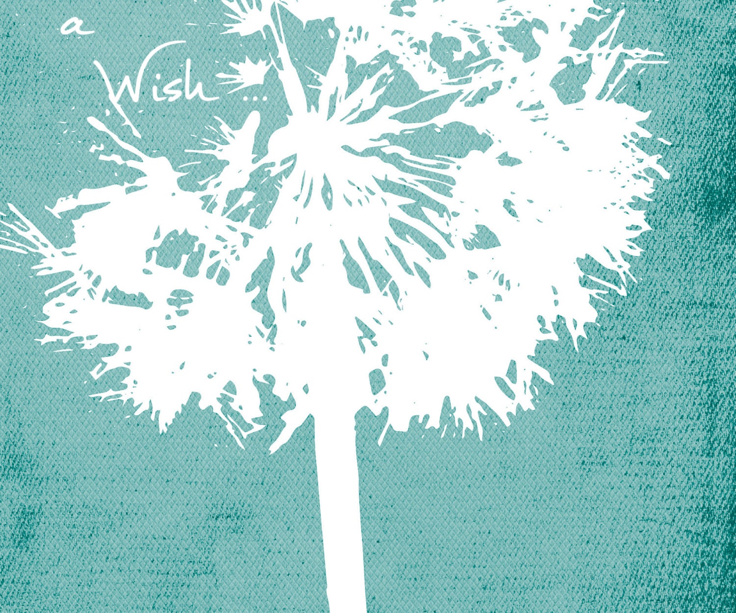 Dandelion Print Teal Wall Art Distressed Wall Decor Make a Etsy