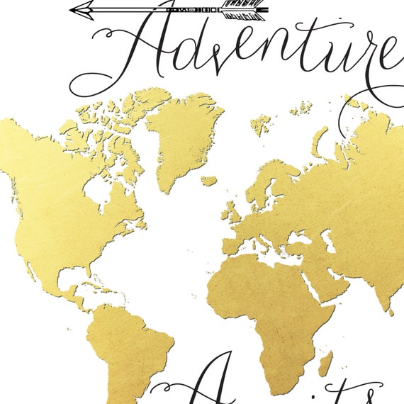 gold world map digital download adventure awaits printable etsy denmark