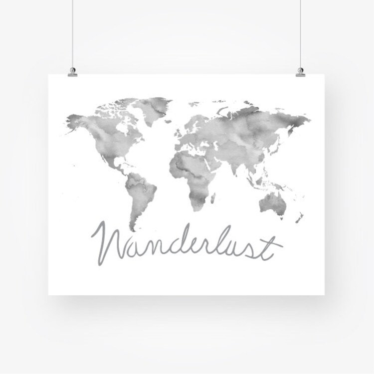 free shipping for bulk purchases large gray world map wanderlust print watercolor printable world map neutral wall decor poster sign digital print instant download pdf jpg lowest price online incardioespecialidades com br