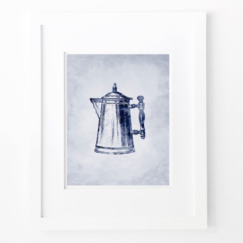 Navy Blue Kitchen Wall Art Set of 3 Digital Prints Vintage Etsy