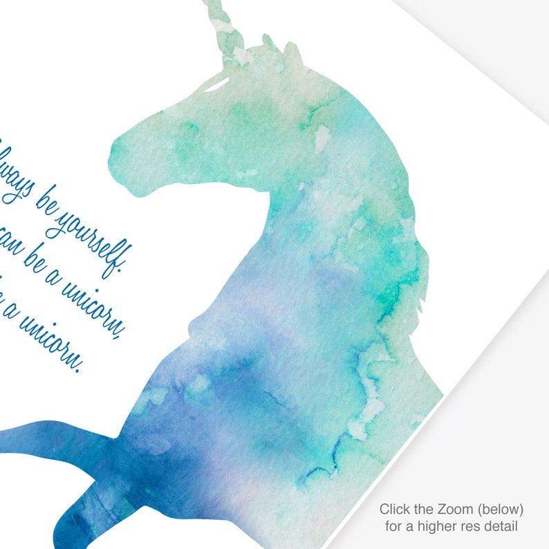 blue unicorn quote printable instant download always be etsy