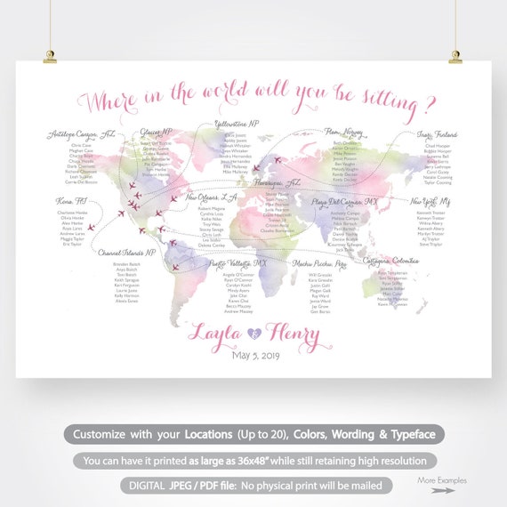 Travel Themed Wedding Seating Chart