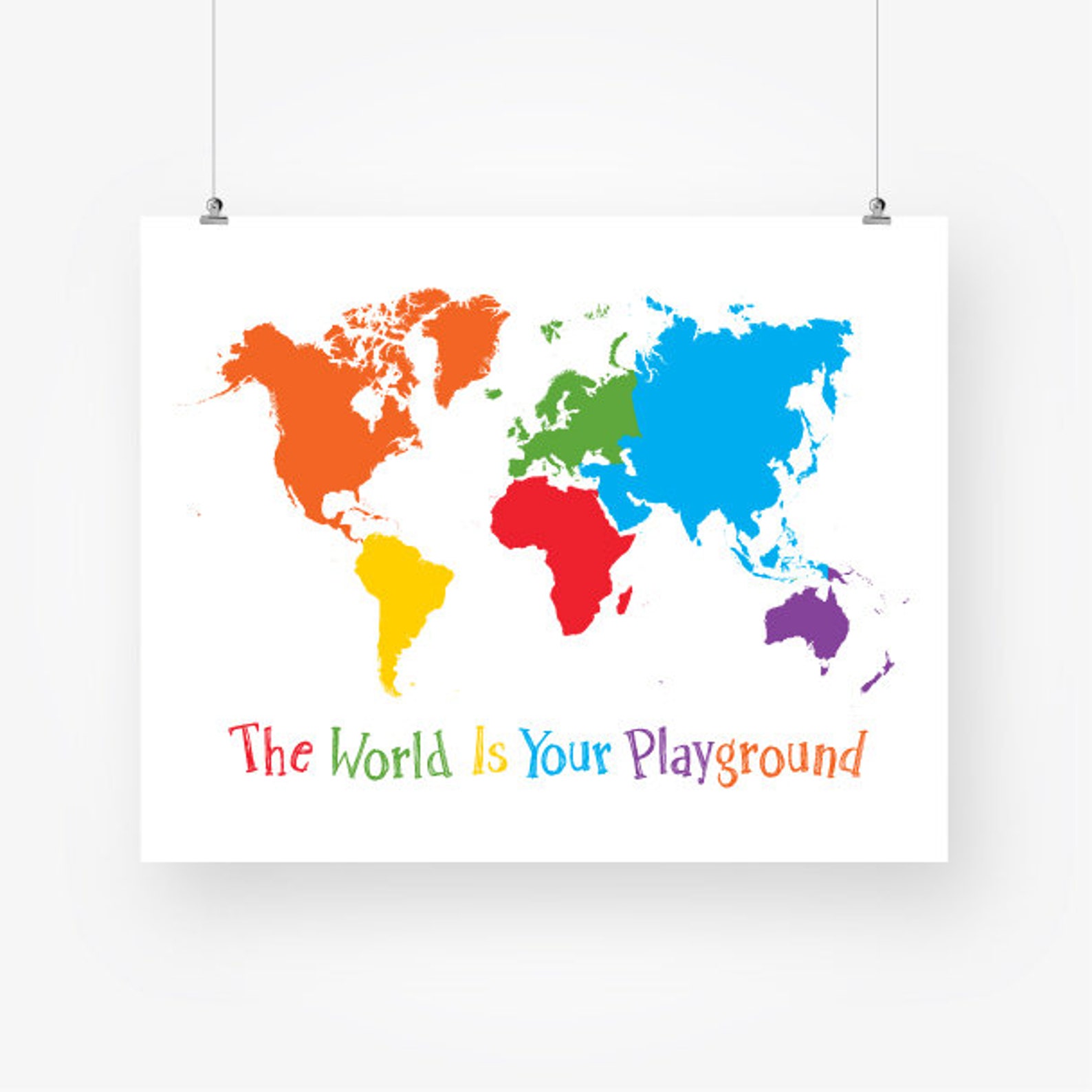 World Map Kids Room Digital Download Colorful World Map Etsy