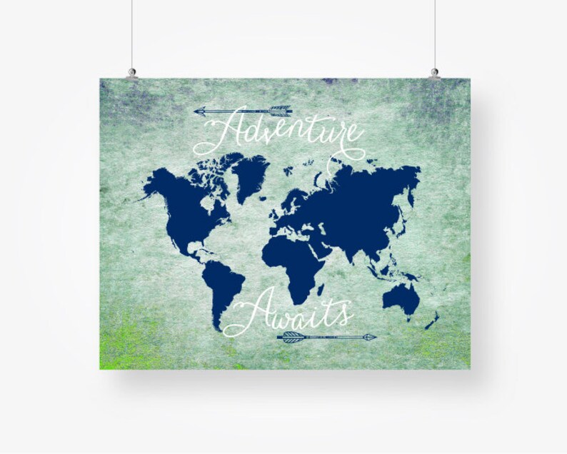 world map digital download adventure awaits printable travel etsy