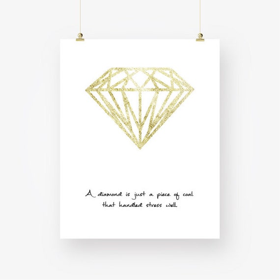 Diamond Quote Wall Art Gold Motivational Quotes Instant Etsy