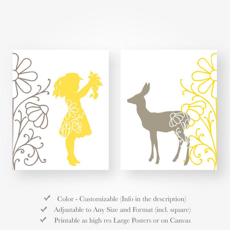 Woodland Nursery Printable Deer Silhouette Wall Art Kids Room - Etsy