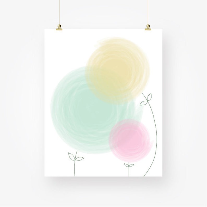 Abstract flowers wall art pastel colors digital instant Etsy