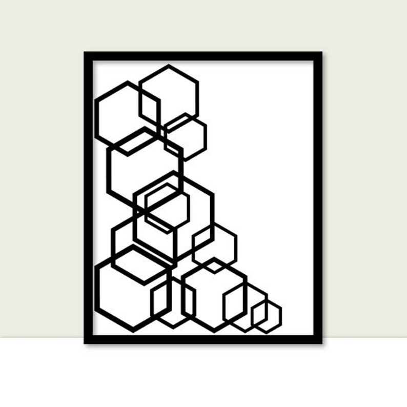 Black and white geometric wall art instant download abstract Etsy