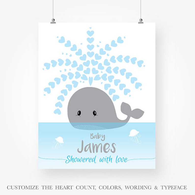 Baby Shower Guest Book Whale Nautical Printable Baby Boy Girl Etsy