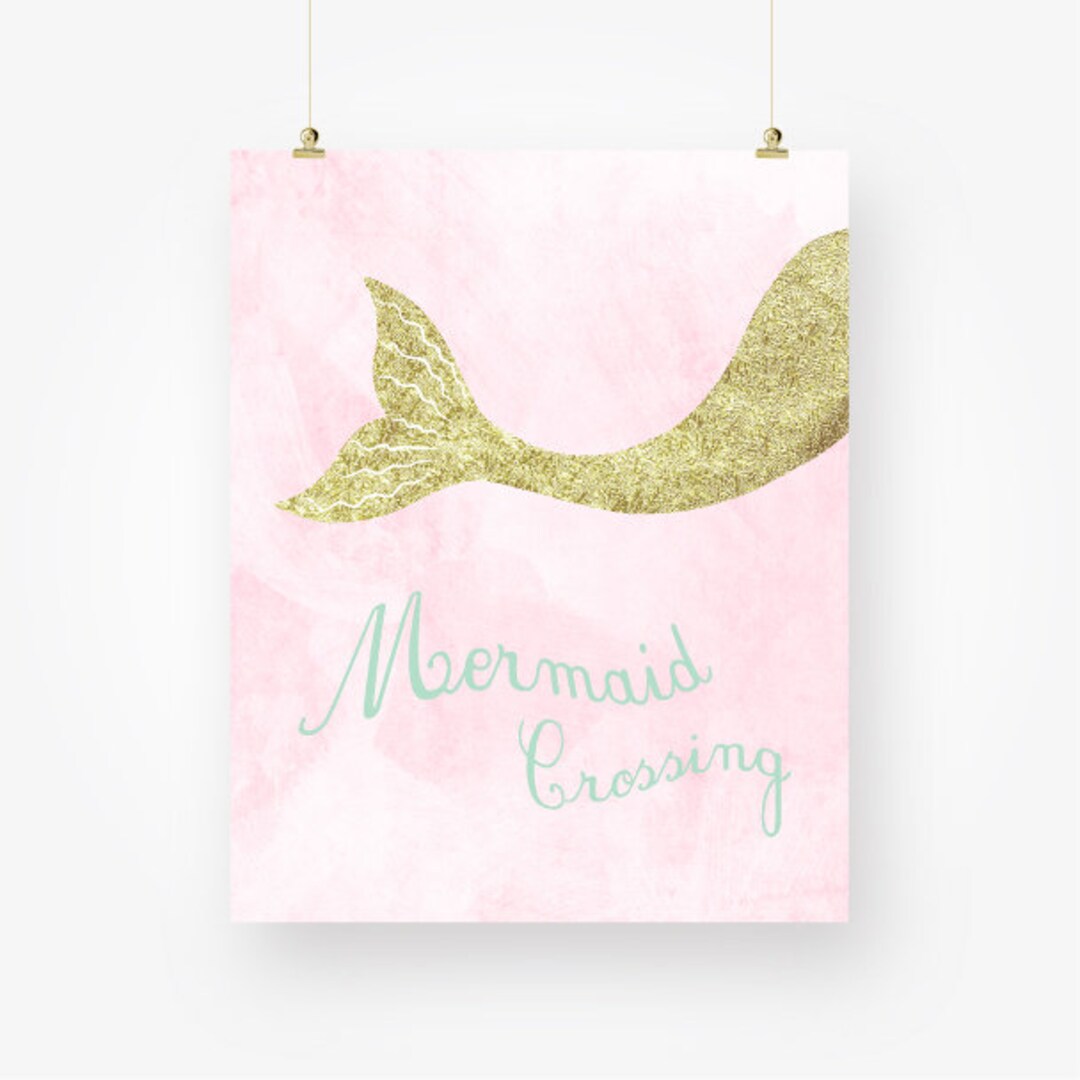 Pink and Gold Nursery Mermaid Print Girls Room Printable - Etsy