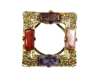 Clip para bufanda escocés vintage, cristal de ágata, cierre de anilla cuadrada para bufanda, multicolor, Outlander, clip para vestido celta