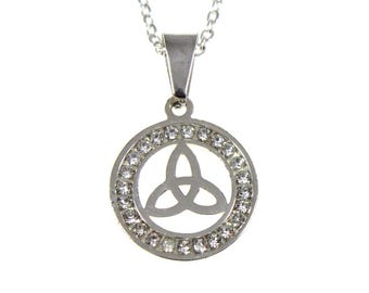 Collar con colgante triqueta de nudo celta escocés vintage, Outlander, nudos escoceses, Escocia, infinito, piedras transparentes