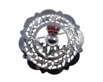 Broche antiguo escocés de cardo, piedra púrpura, broche de cardo de Mizpah, Outlander, celta, Escocia