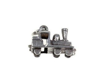 Sterling Silver Steam Engine Train Locomotive Charm Pendant - .925 Silver, Handcrafted In USA