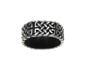 Vintage Schottenring aus Zinn, Keltischer Knotenring, chunky band, knotwork, infinity, Outlander, Herrenring, keltisches Band, Herrenschmuck