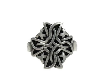 Vintage Schottischer Zinnring, Keltischer Knotenring, großes Statement, Knotwork, Unendlichkeit, Outlander, Herrenring, keltisches Kreuz, Herrenschmuck