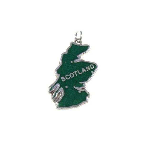 Vintage sterling silver Ward Brothers Scotland map charm, Scotland pendant, green enamel, Outlander, Scottish map, bracelet charm