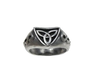 Vintage Schottenring aus Zinn, Keltischer Knotenring, chunky band, knotwork, infinity, Outlander, Herrenring, keltisches Band, Herrenschmuck